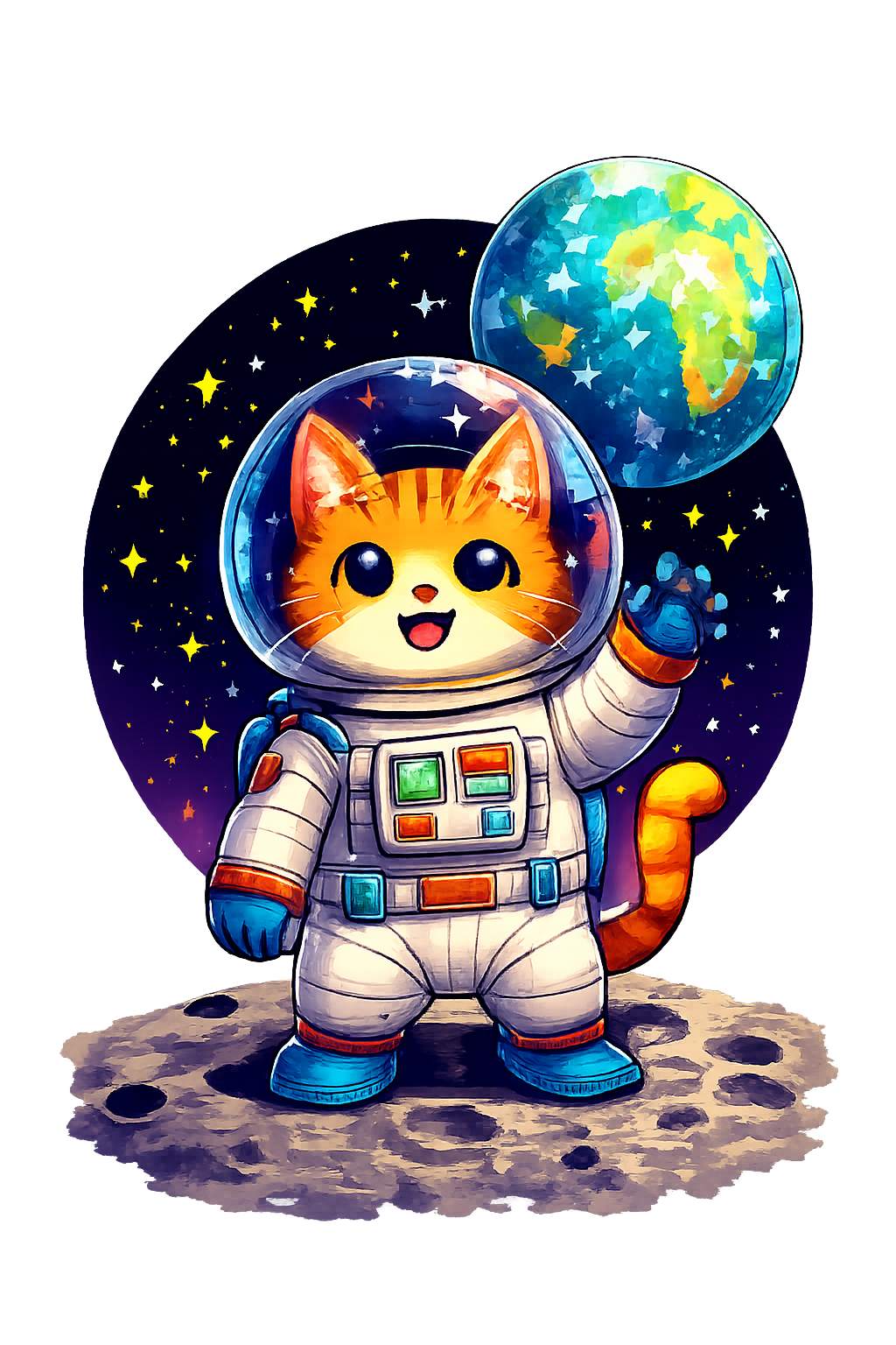 Space Cat Astronaut Pixel Art