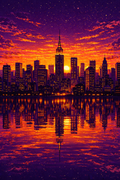 Pixel City Sunset
