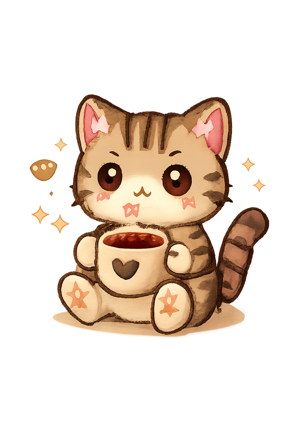 Cute Coffee Cat Pixel Art